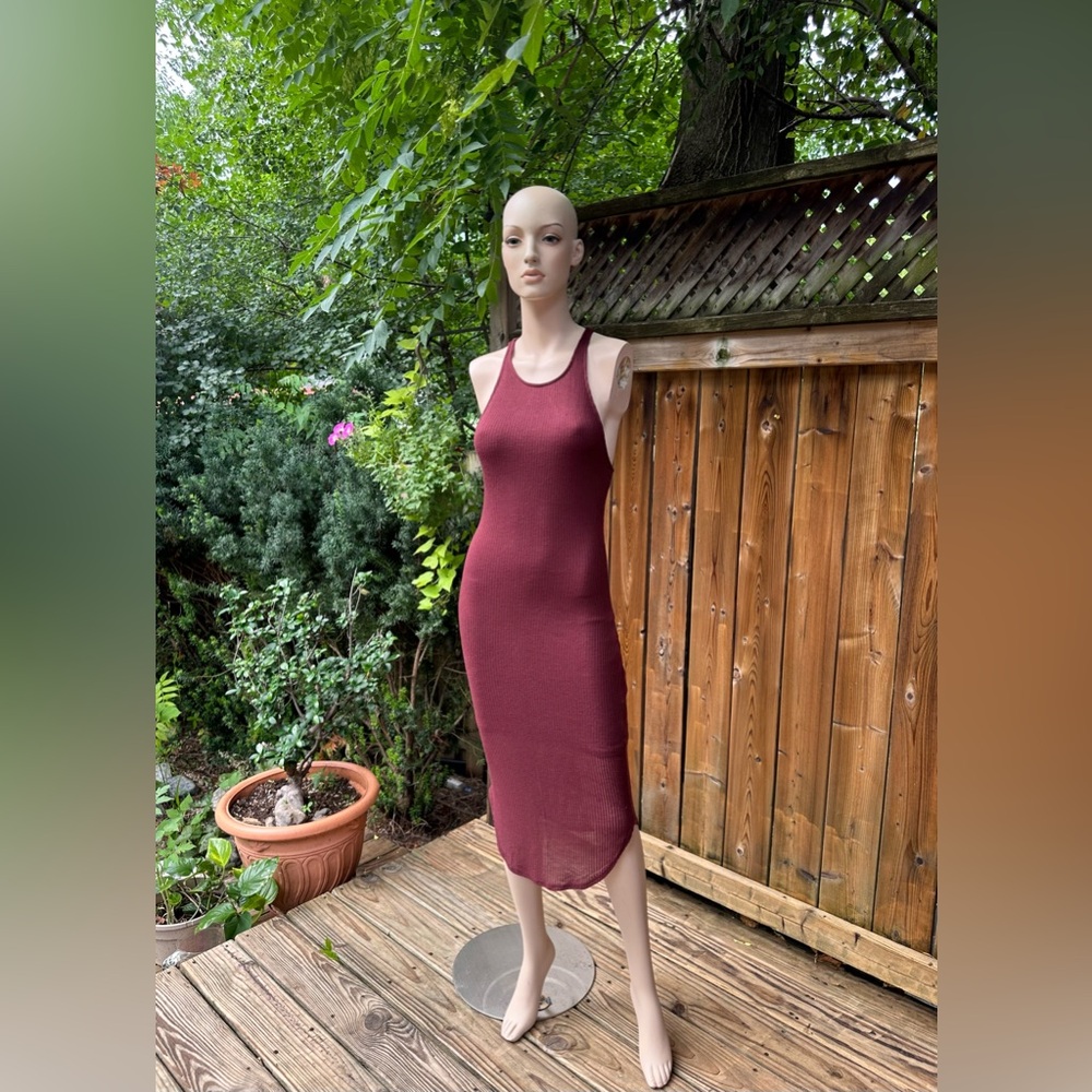 Burgundy Racerback Body Con Dress